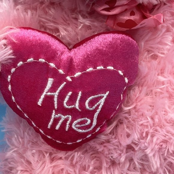 Dan Dee Hug Me Teddy BEAR PLUSH Pink Shaggy Sitting Stuffed Animal Toy Friend - Picture 2 of 8